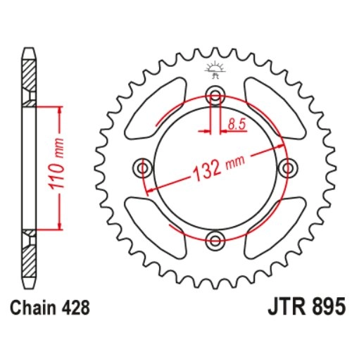 Звезда задняя JT JTR895.49 Black