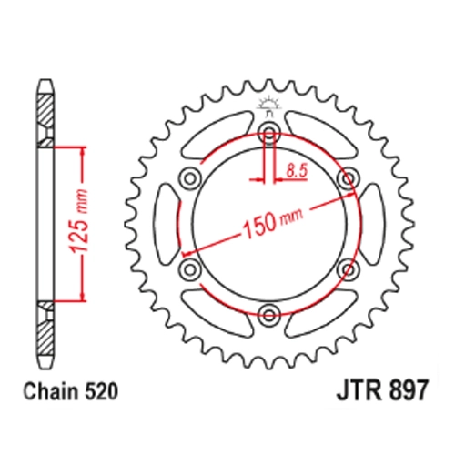 Зірка задня JT JTR897.42 Black
