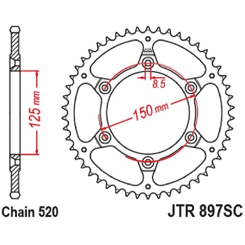 Зірка задня JT JTR897.45SC