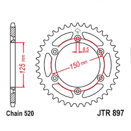 Зірка задня JT JTR897.49SC