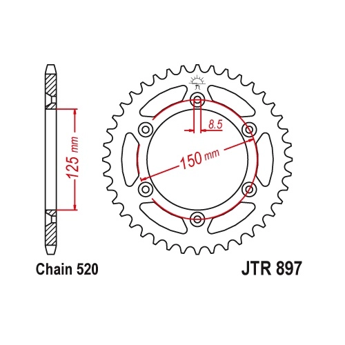 Зірка задня JT JTR897.50SC