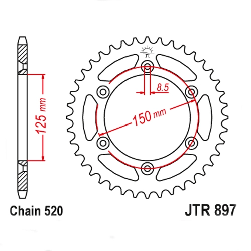 Зірка задня JT JTR897.51SC