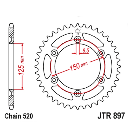 Зірка задня JT JTR897.52SC