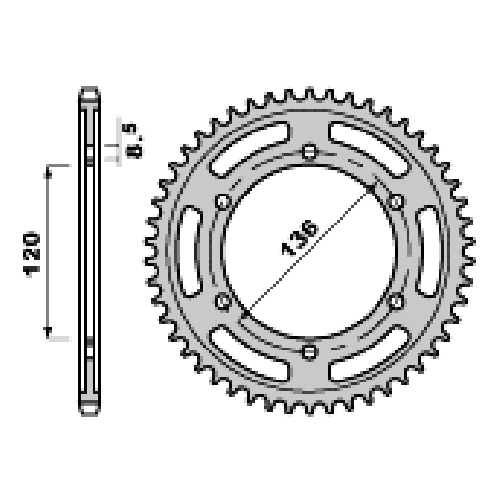 Зірка задня PBR 864.44 C45