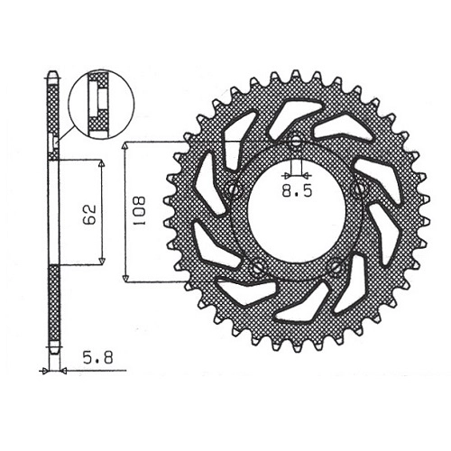 Зірка задня Sunstar 1-3100-39