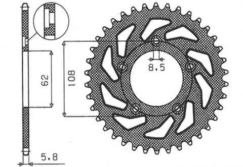 Зірка задня Sunstar 1-3100-43