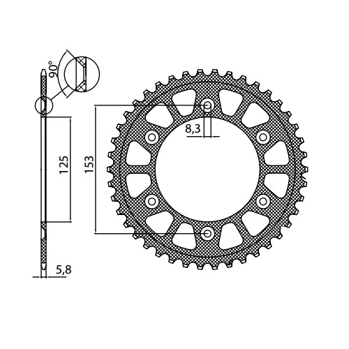 Зірка задня Sunstar 5-3559-49 Black