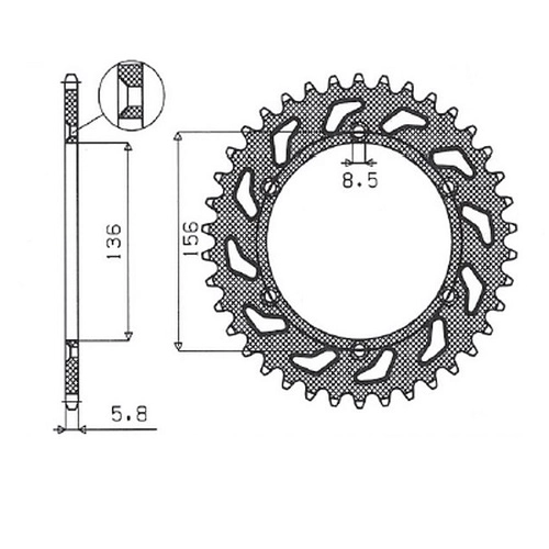 Зірка задня Sunstar 5-3631-50 Black