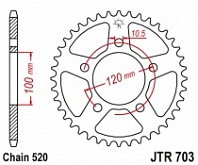 Звезда задняя JT JTR703.42