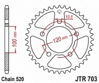 Звезда задняя JT JTR703.42
