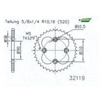 Звезда задняя Esjot 50-32119.34