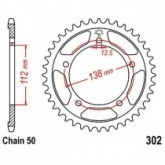 Звезда задняя JR RMT302.42