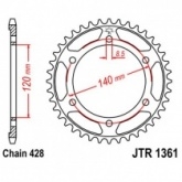 Звезда задняя JT JTR1361.50