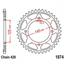 Звезда задняя JT JTR1874.56