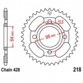 Звезда задняя JT JTR218.44