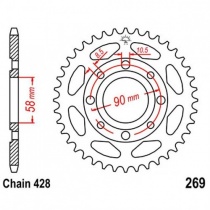 Звезда задняя JT JTR269.43