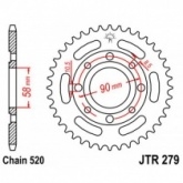 Звезда задняя JT JTR279.38