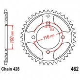 Звезда задняя JT JTR462.50