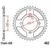 Звезда задняя JT JTR462.54