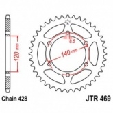 Звезда задняя JT JTR469.44