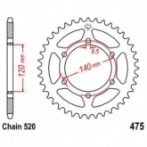 Звезда задняя JT JTR475.40