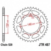 Звезда задняя JT JTR487.43 Black