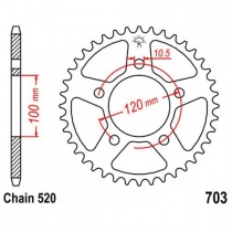 Звезда задняя JT JTR703.44