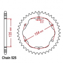 Звезда задняя JT JTR761.38