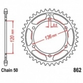 Звезда задняя JT JTR862.45