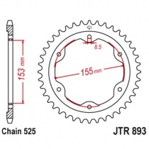 Звезда задняя JT JTR893.38 Black