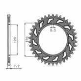 Звезда задняя Sunstar 1-2502-57
