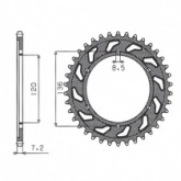 Звезда задняя Sunstar 1-2502-57
