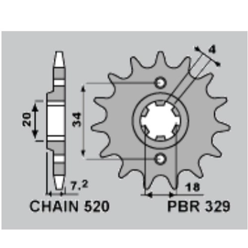 Зірка передня PBR 329.14 18NC