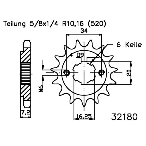 Зірка передня Esjot 50-32180-13