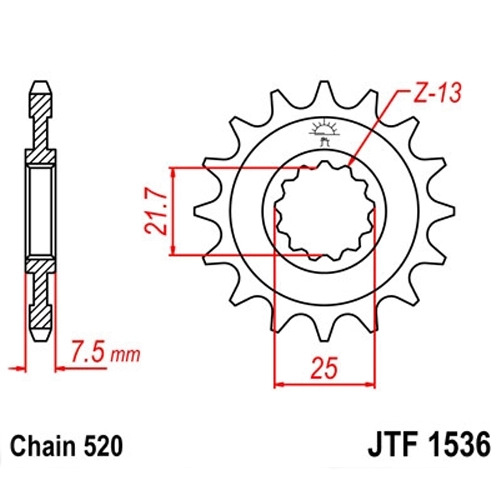 Зірка передня JT JTF1536.16RB