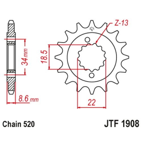Звезда передняя JT JTF1908.15RB