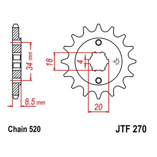 Звезда передняя JT JTF270.14