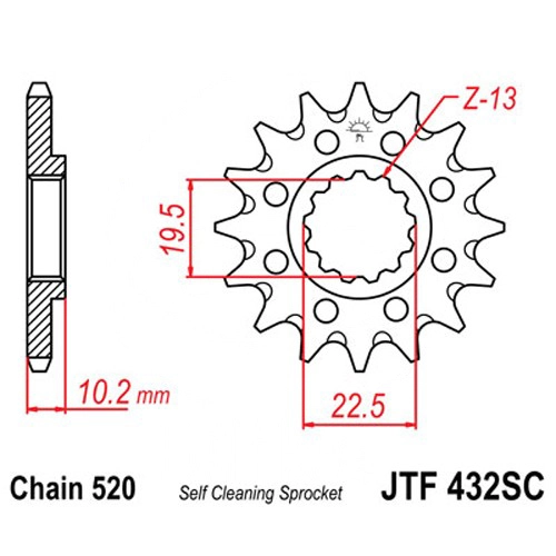 Зірка передня JT JTF432.14SC