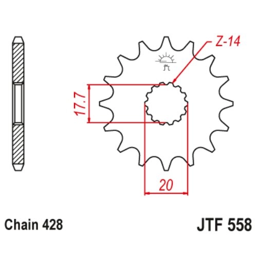 Звезда передняя JT JTF558.16RB