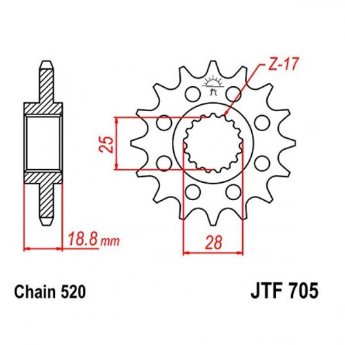 Зірка передня JT JTF705.16
