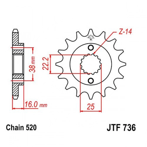 Зірка передня JT JTF736.14
