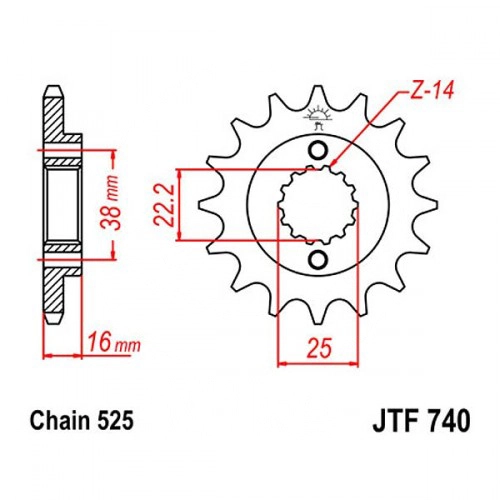 Зірка передня JT JTF740.15