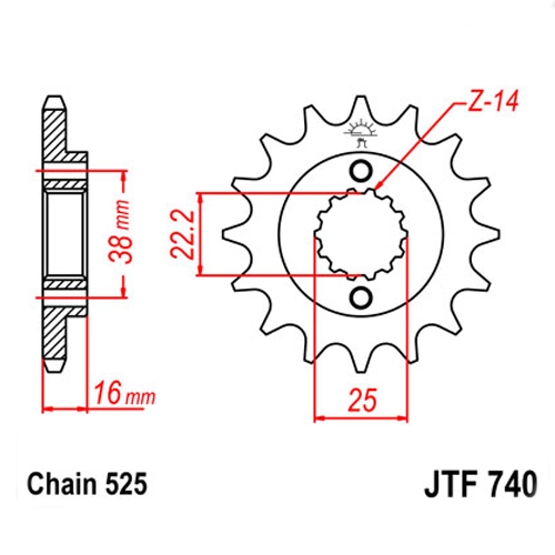 Зірка передня JT JTF740.15RB