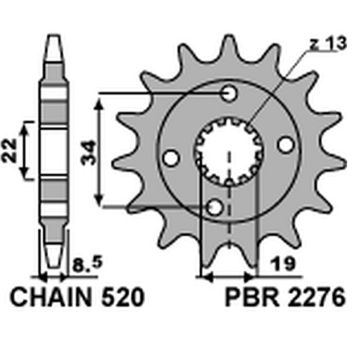 Зірка передня PBR 2276.14 18NC