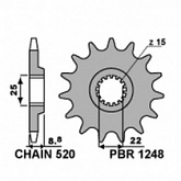 Звезда передняя PBR 1248.15 18NC