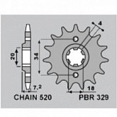 Звезда передняя PBR 329.14 18NC