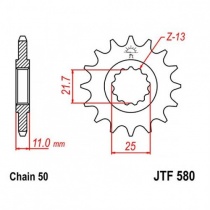 Звезда передняя JT JTF580.17