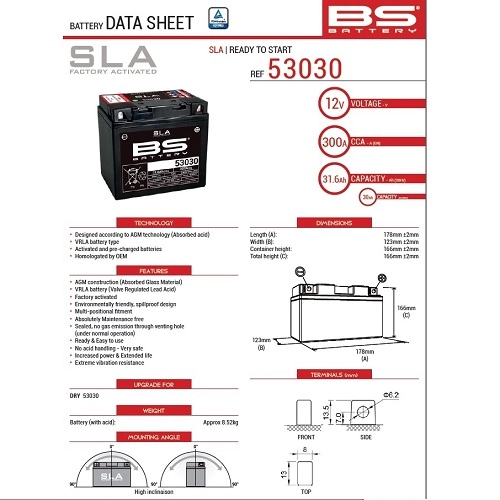 Акумулятор BS 53030 FA 12V