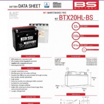 Аккумулятор BS BTX20HL-BS