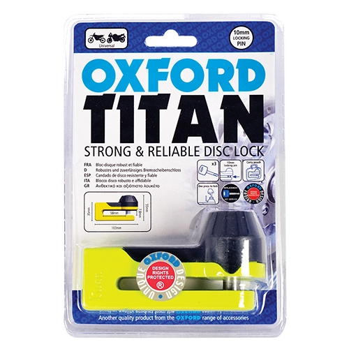Замок блокування гальмівного диска Oxford LK486 Yellow